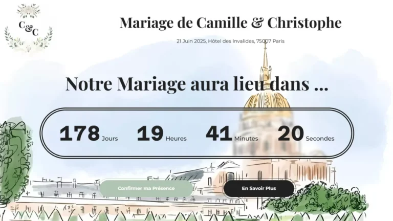 Capture d'écran du hero de mariage.camille-christophe.fr