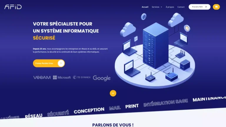 Capture d'écran de la section hero du site afid.fr