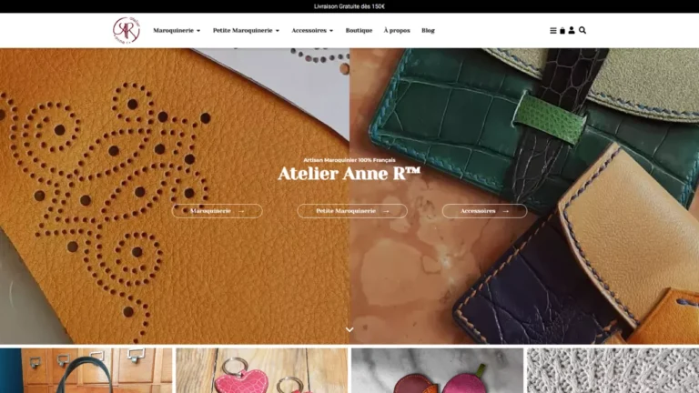 Capture d'écran de la section hero du site atelier-anner.fr, un site ecommerce développé par Lucas Pierrot pour sa cliente Anne R.