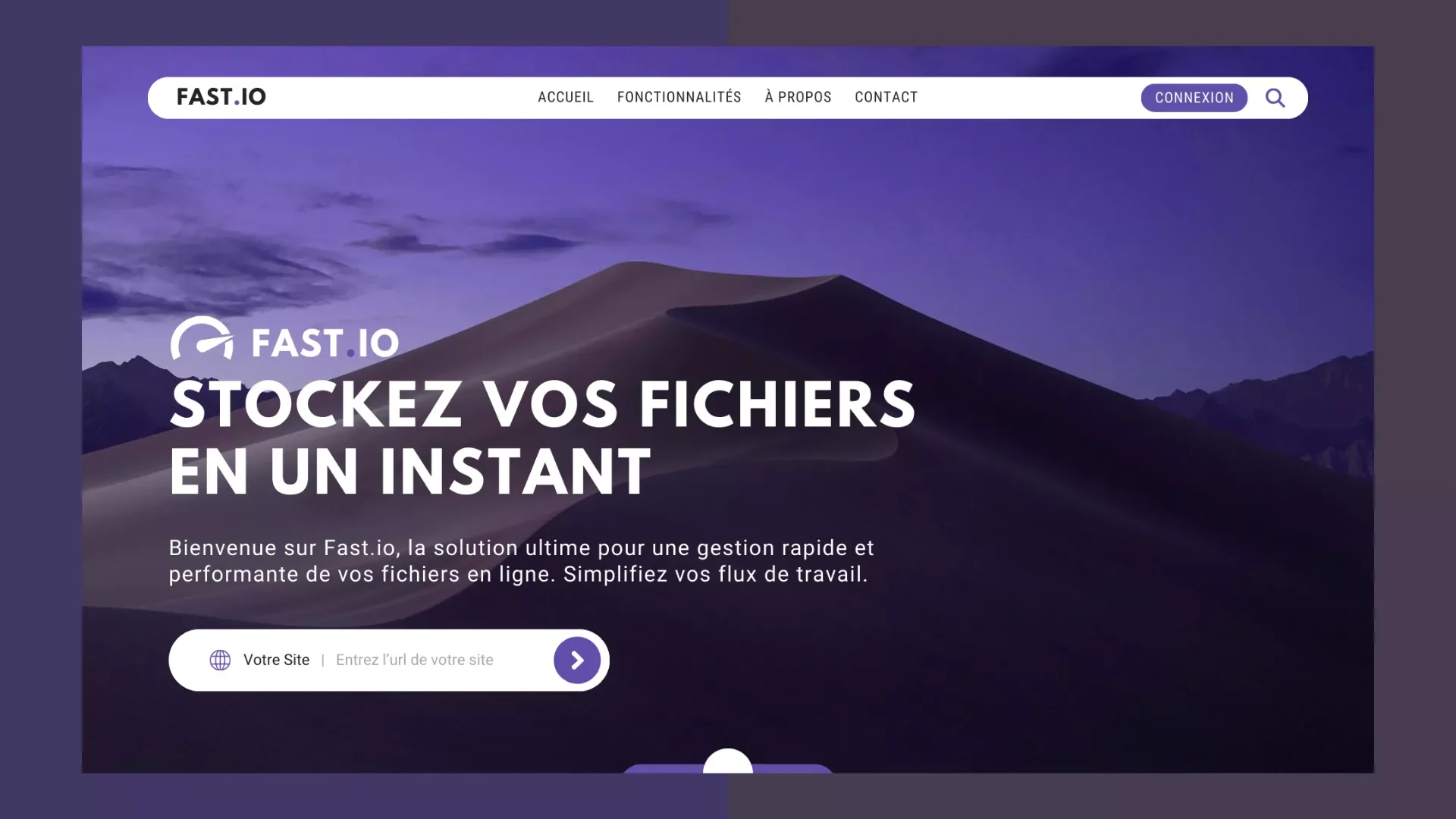Capture d'écran d'un concept de site web de gestion de fichiers en ligne