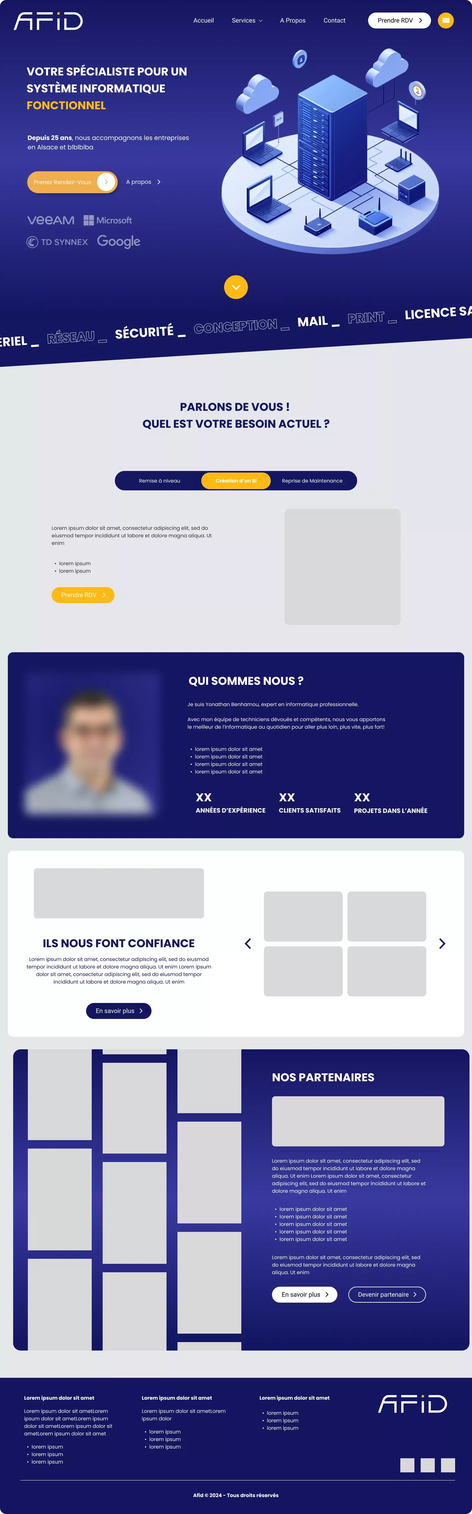 Capture d'écran de la maquette figma de la page d'accueil du site de mon client afid.fr