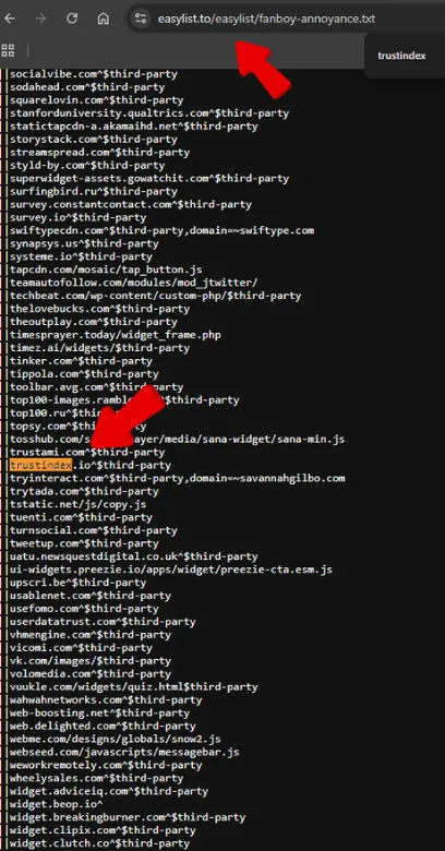 easylist screenshot